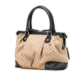 グッチ ディアマンテ スーキー ハンドバッグ 247902 ベージュ ブラック キャンバス レザー レディース GUCCI 【中古】